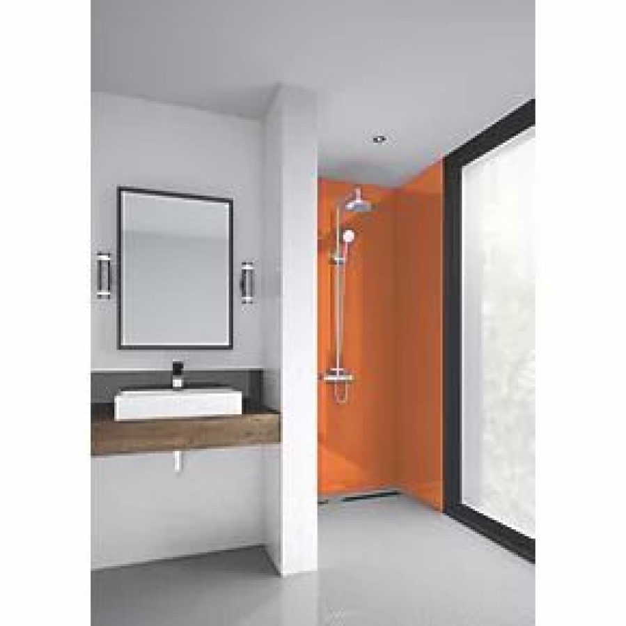 Bathroom Wall Panels * | Splashwall Bathroom Splashback Gloss Orange 900 X 2420 X 4Mm