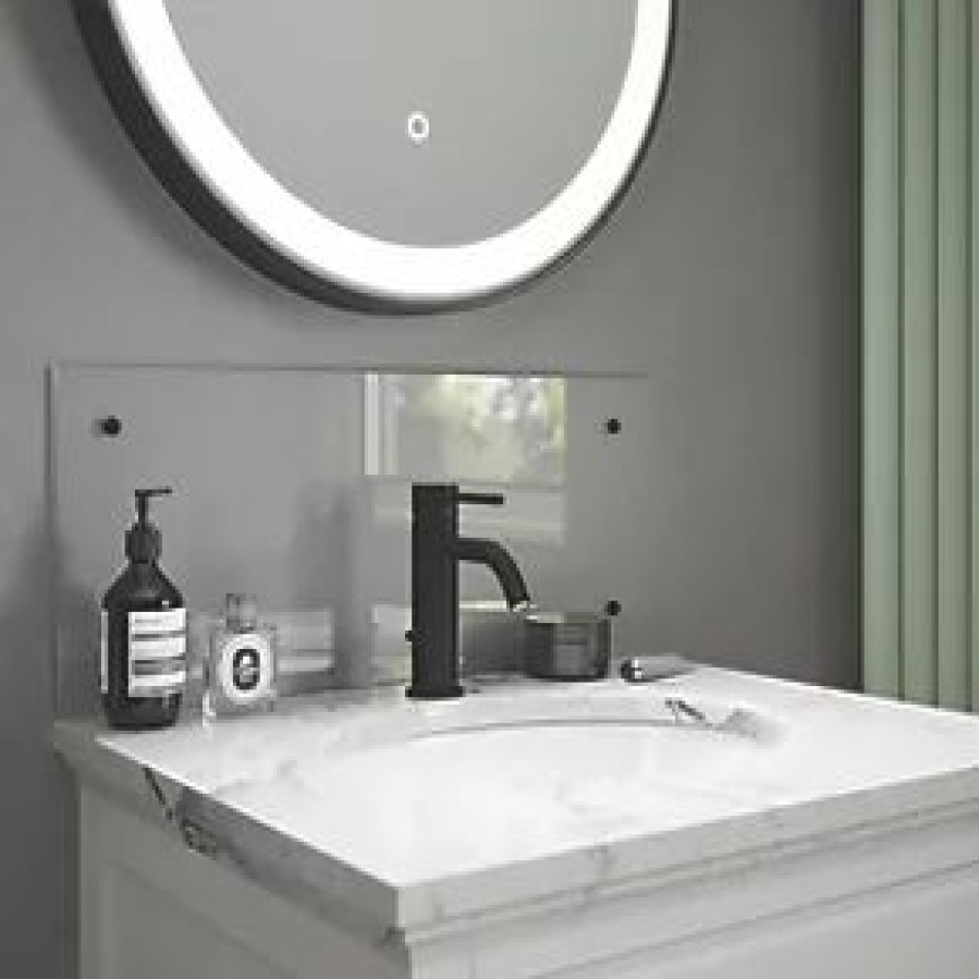 Bathroom Wall Panels * | Splashback Glass Bathroom Splashback Clear Black 600 X 250 X 4Mm