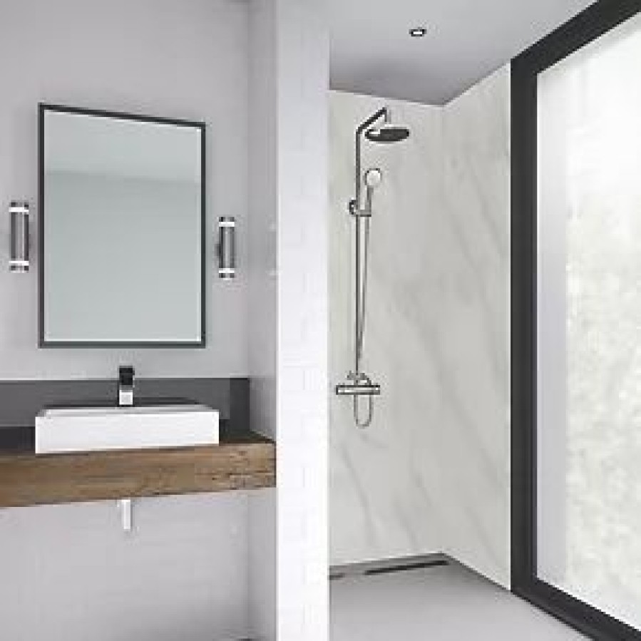 Bathroom Wall Panels * | Splashwall Laminate Panel Gloss Carrara 1200 X 2440 X 11Mm