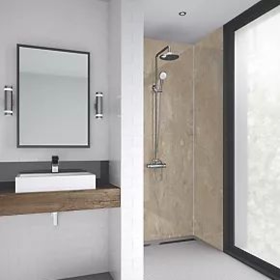 Bathroom Wall Panels * | Splashwall Laminate Panel Gloss Sandstone 1200 X 2440 X 11Mm