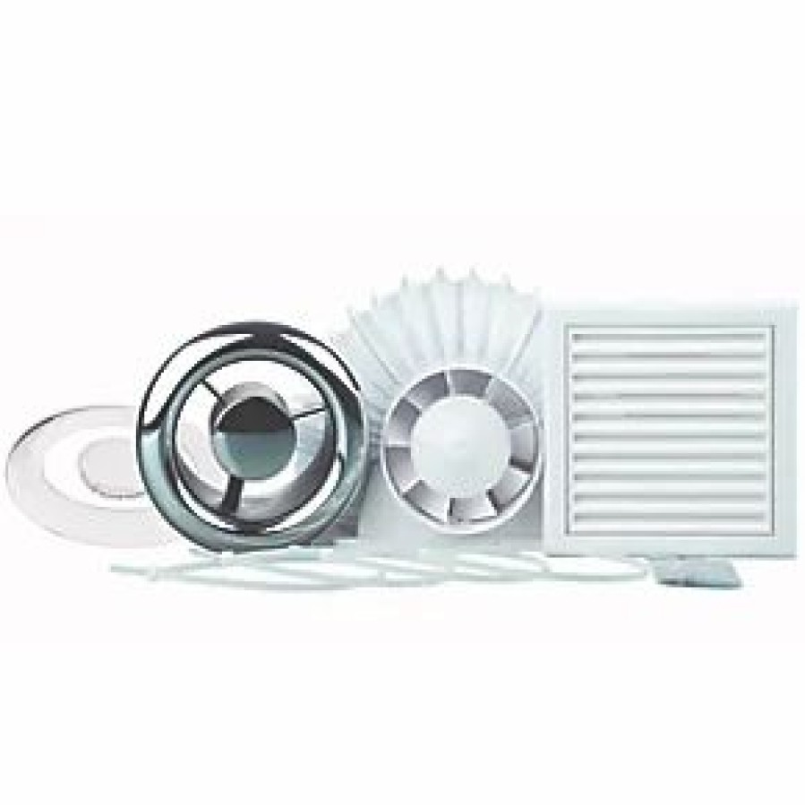 Bathroom Extractor Fans * | Xpelair Al100 100Mm Axial Inline Bathroom Shower Extractor Fan Kit White / Chrome 220-240V