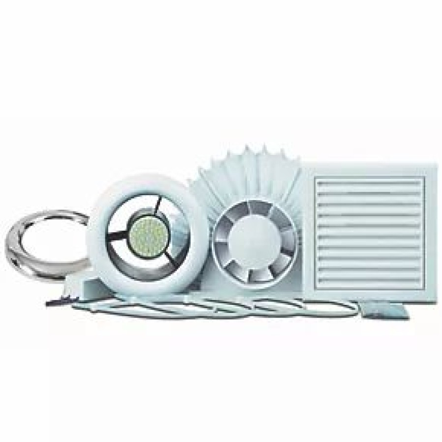 Bathroom Extractor Fans * | Xpelair Airline All100 100Mm Axial Inline Bathroom Shower Extractor Fan Kit With Led Light White / Chrome 220-240V