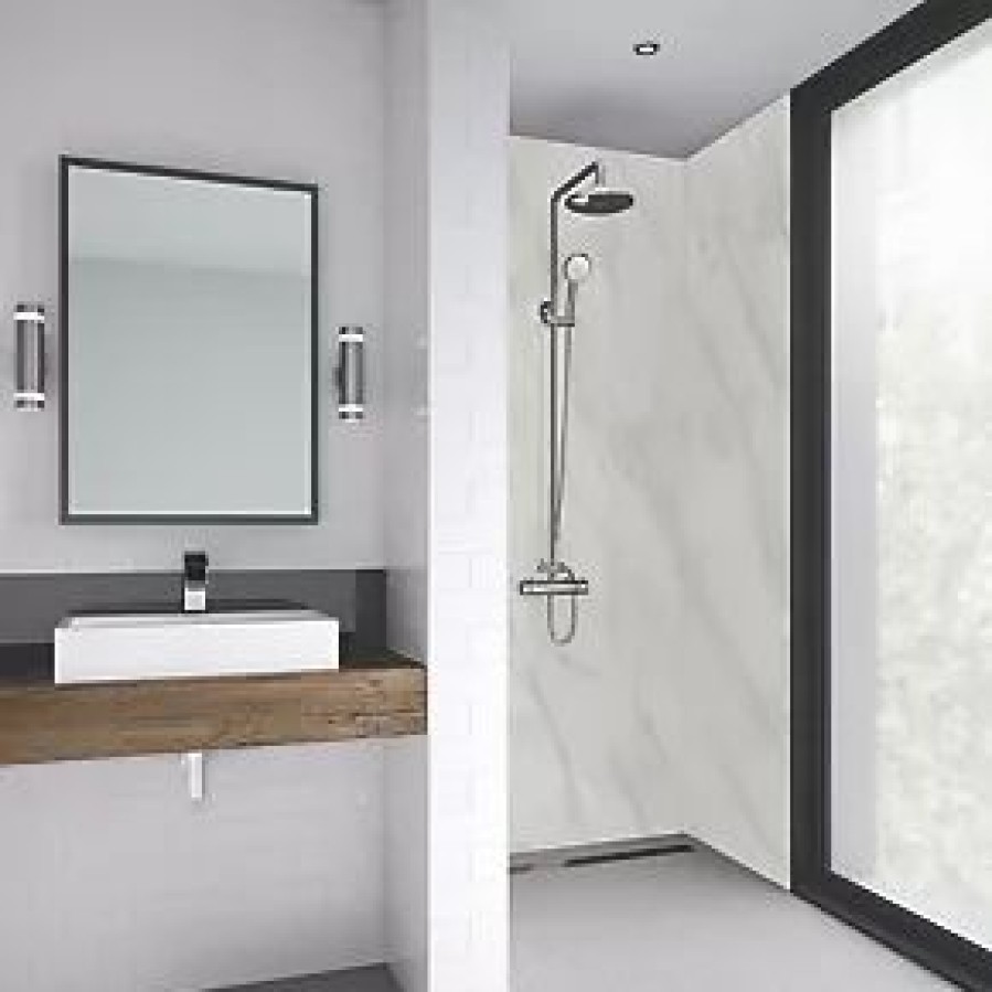 Bathroom Wall Panels * | Splashwall Laminate Panel Gloss Carrara 900 X 2440 X 11Mm