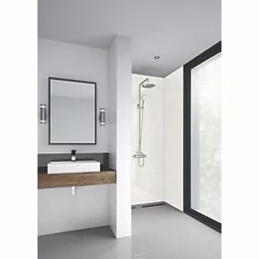 Bathroom Wall Panels * | Splashwall Bathroom Splashback Gloss White Reflex 1200 X 2400 X 11Mm