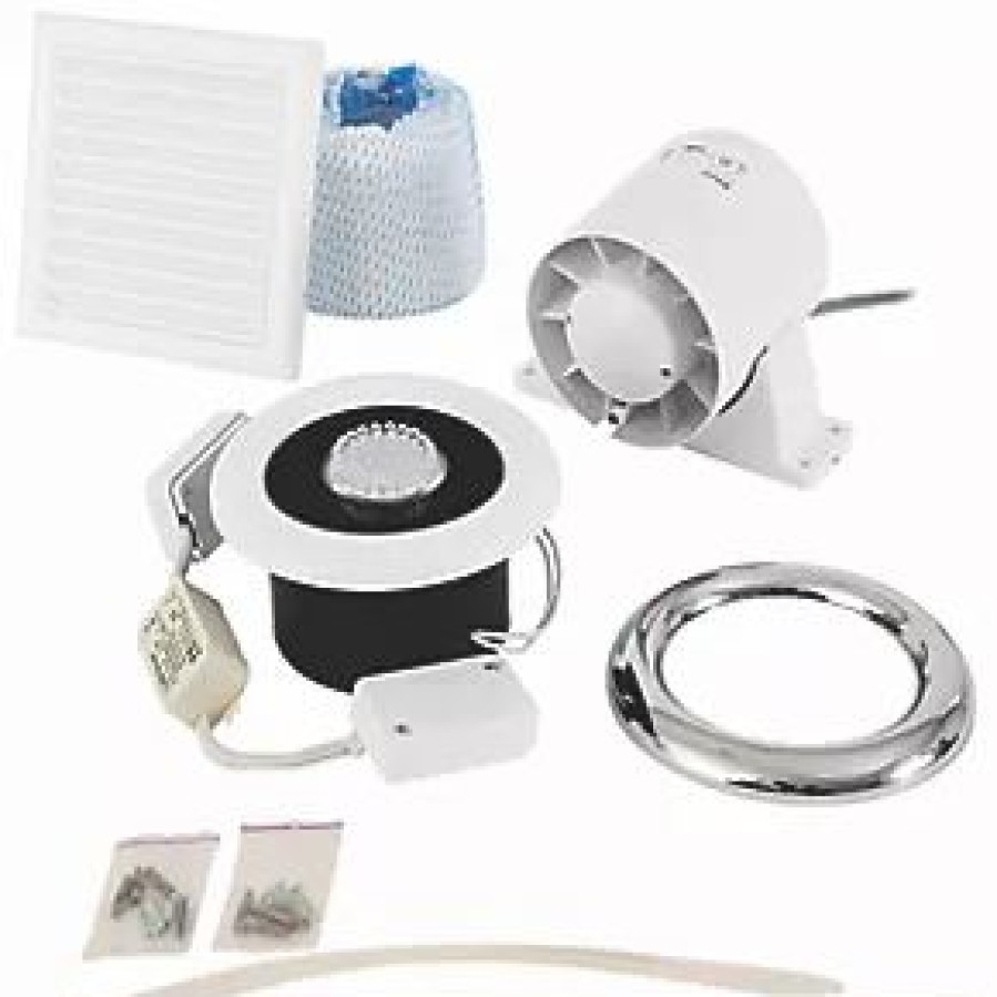 Bathroom Extractor Fans * | Xpelair Airline All100T 100Mm Axial Inline Bathroom Shower Extractor Fan Kit With Led Light With Timer White / Chrome 220-240V