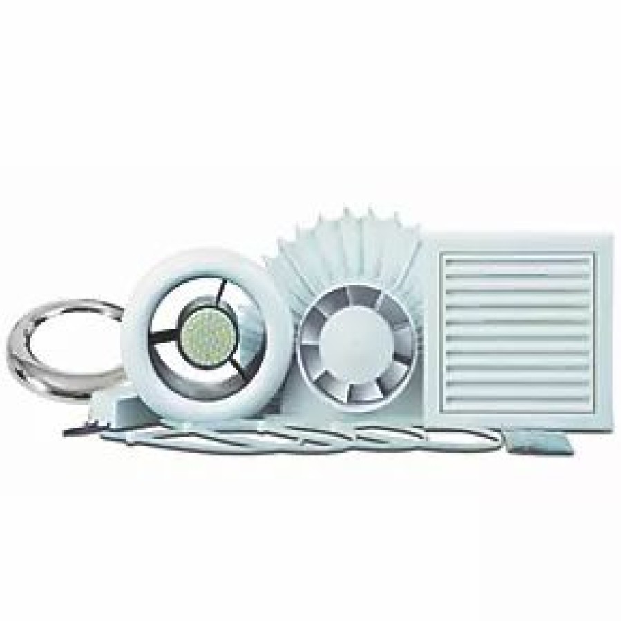 Bathroom Extractor Fans * | Xpelair Airline All100T 100Mm Axial Inline Bathroom Shower Extractor Fan Kit With Led Light With Timer White / Chrome 220-240V