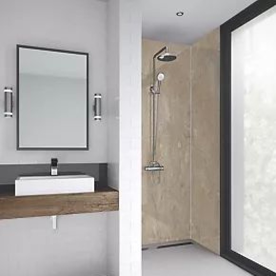 Bathroom Wall Panels * | Splashwall Laminate Panel Gloss Sandstone 600 X 2440 X 11Mm