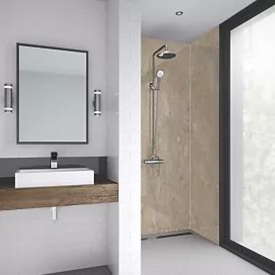 Bathroom Wall Panels * | Splashwall Laminate Panel Gloss Sandstone 900 X 2440 X 11Mm