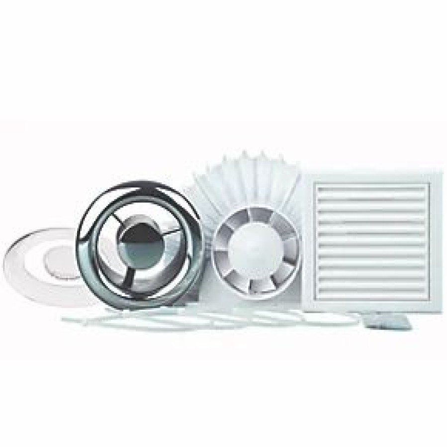 Bathroom Extractor Fans * | Xpelair Al100T 100Mm Axial Inline Bathroom Shower Extractor Fan Kit With Timer White / Chrome 220-240V