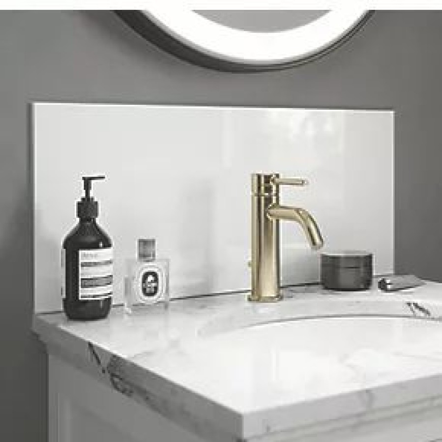 Bathroom Wall Panels * | Splashback Glass Bathroom Splashback Gloss Ice White 600 X 250 X 4Mm